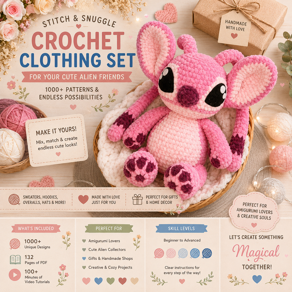 2-in-1 Stitch & Angel Amigurumi Crochet Pattern PDF Plush Toy Bundle Tutorial