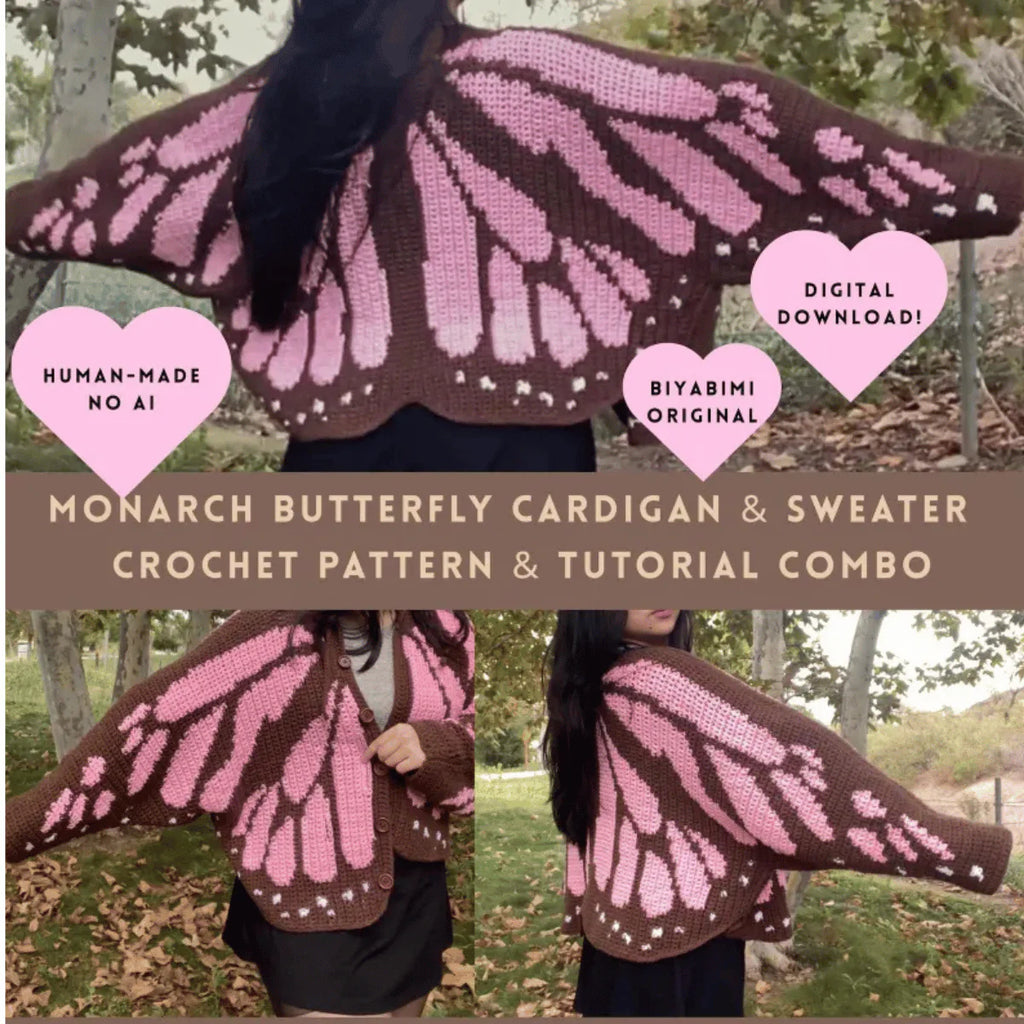 Monarch Butterfly Cardigan Crochet Pattern PDF – Granny Square Boho Sweater