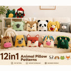 12 Animal Pillow Crochet Pattern Bundle – Cute Amigurumi Cushion PDF Collection