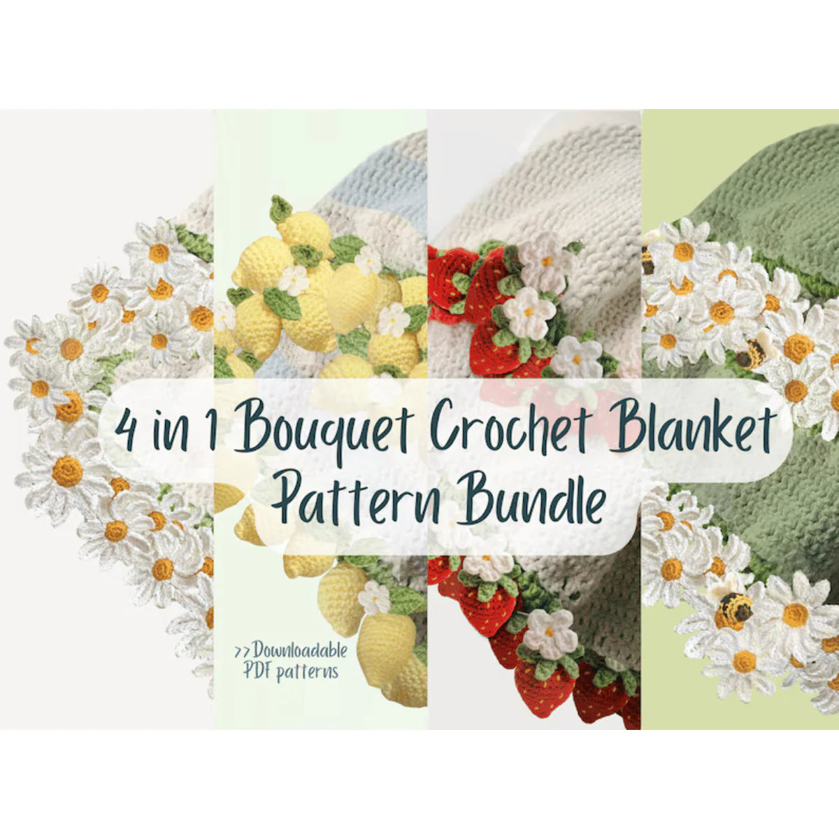 Bouquet Blanket Crochet Pattern Bundle – Floral Afghan & Granny Square PDF Collection
