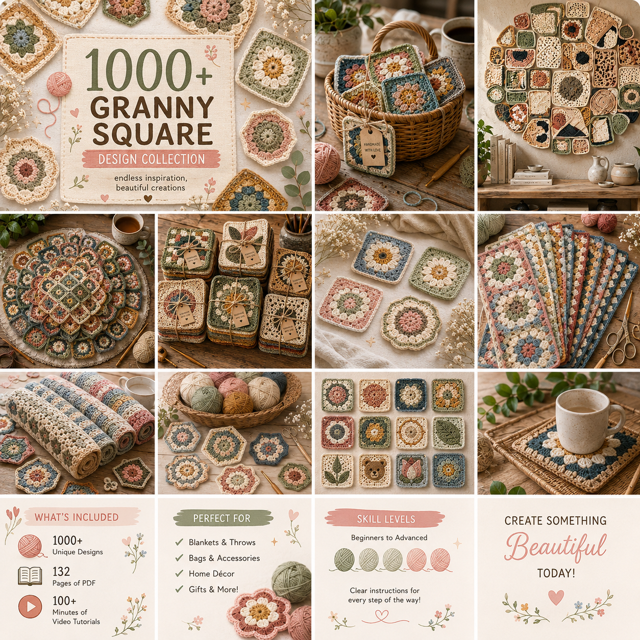 1000 Granny Square Crochet Patterns Mega Bundle – Ultimate PDF Crochet Collection
