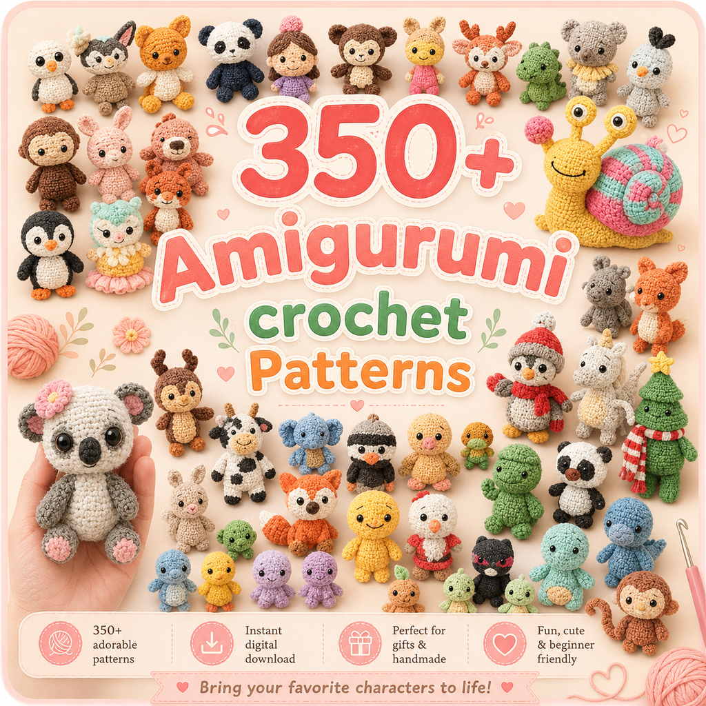 350+ Amigurumi Crochet Patterns Bundle – Animals, Dolls & Plushie PDF Collection