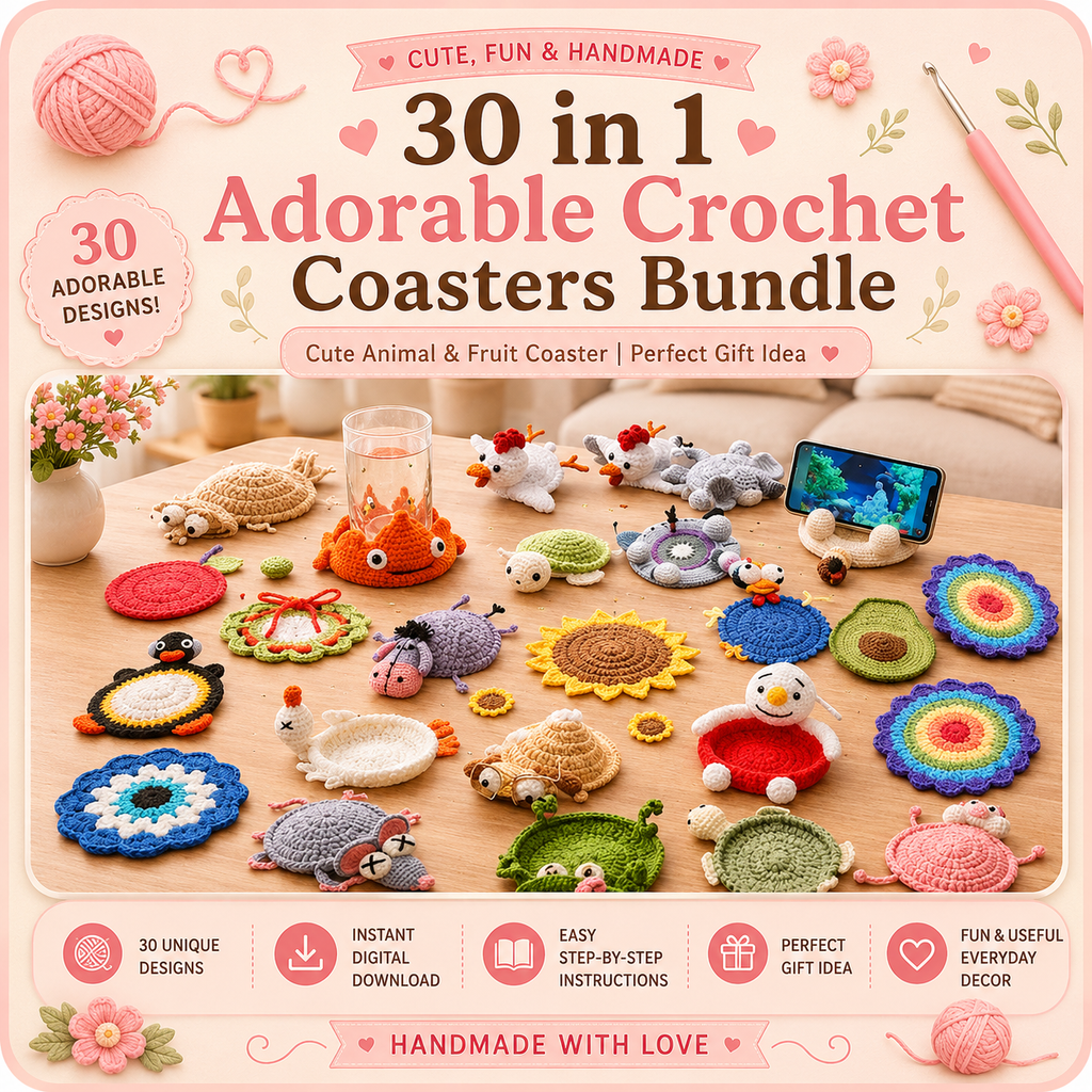 Floral Mug Rug & Coaster Crochet Pattern Bundle