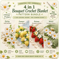 Bouquet Blanket Crochet Pattern Bundle – Floral Afghan & Granny Square PDF Collection