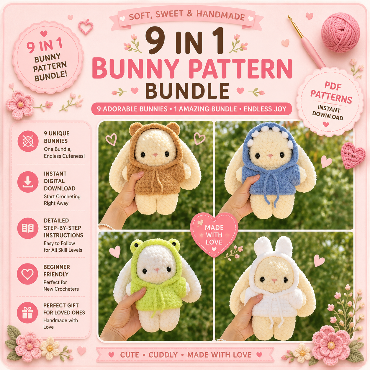 Baby Bunny Crochet Pattern Bundle – Cute Bunny Outfit Collection
