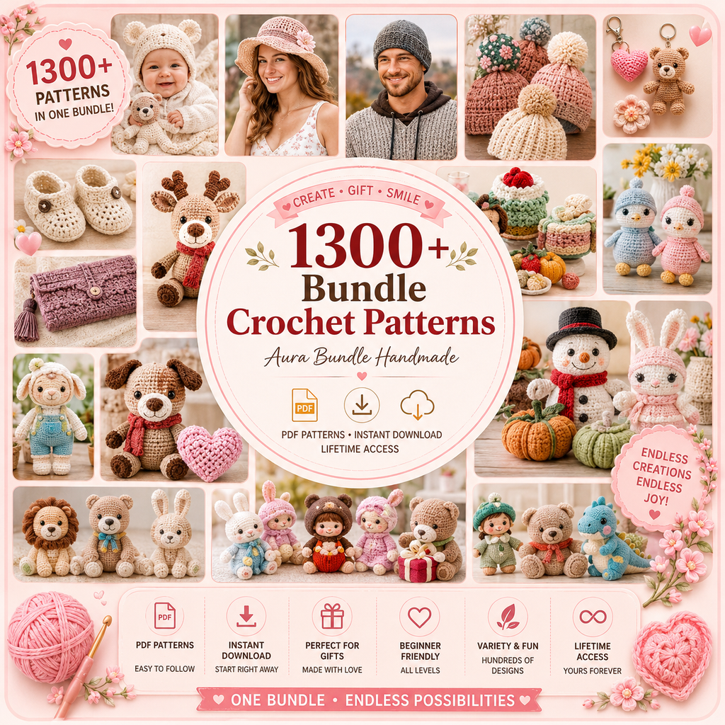 1300+ Crochet Pattern Bundle – Ultimate Mega PDF Collection (All Categories)