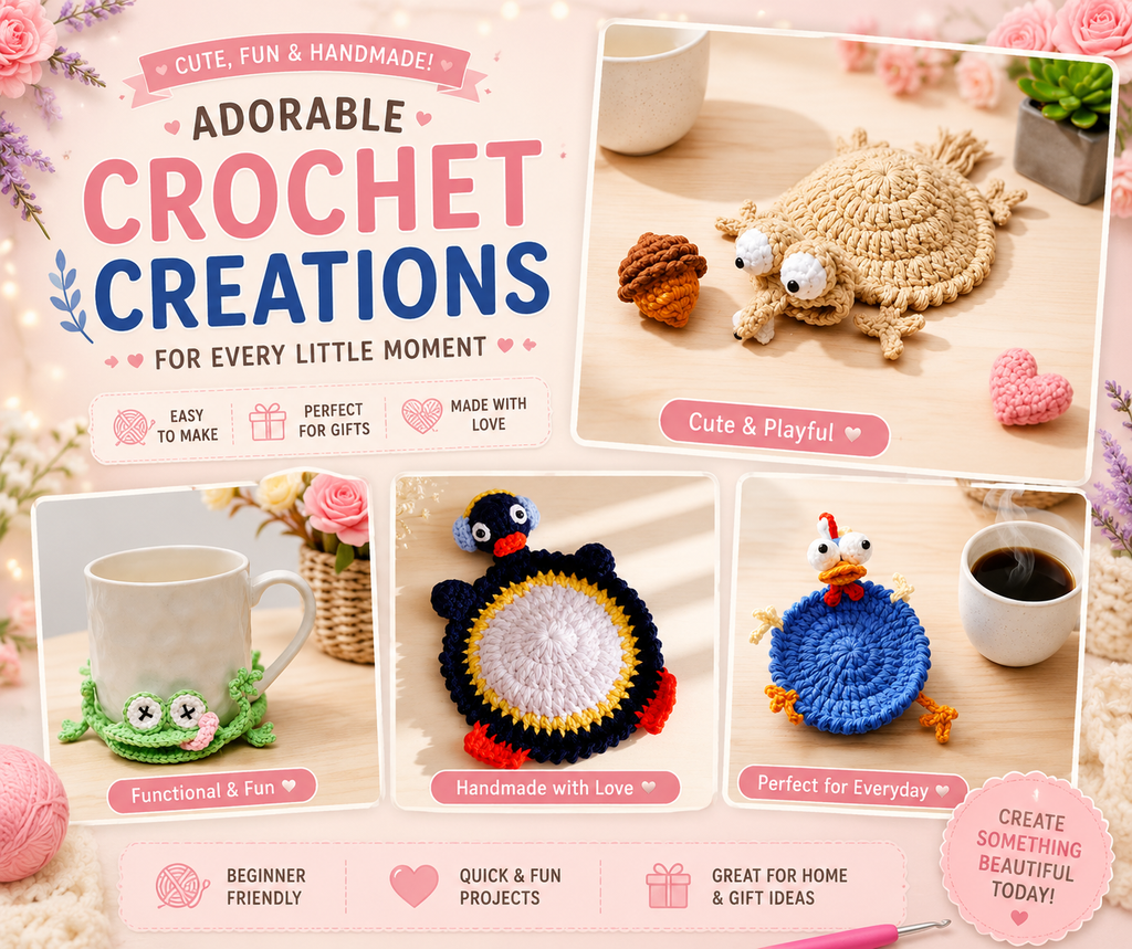 Crochet Coaster Pattern Bundle – Cute Handmade Mug Rug Set