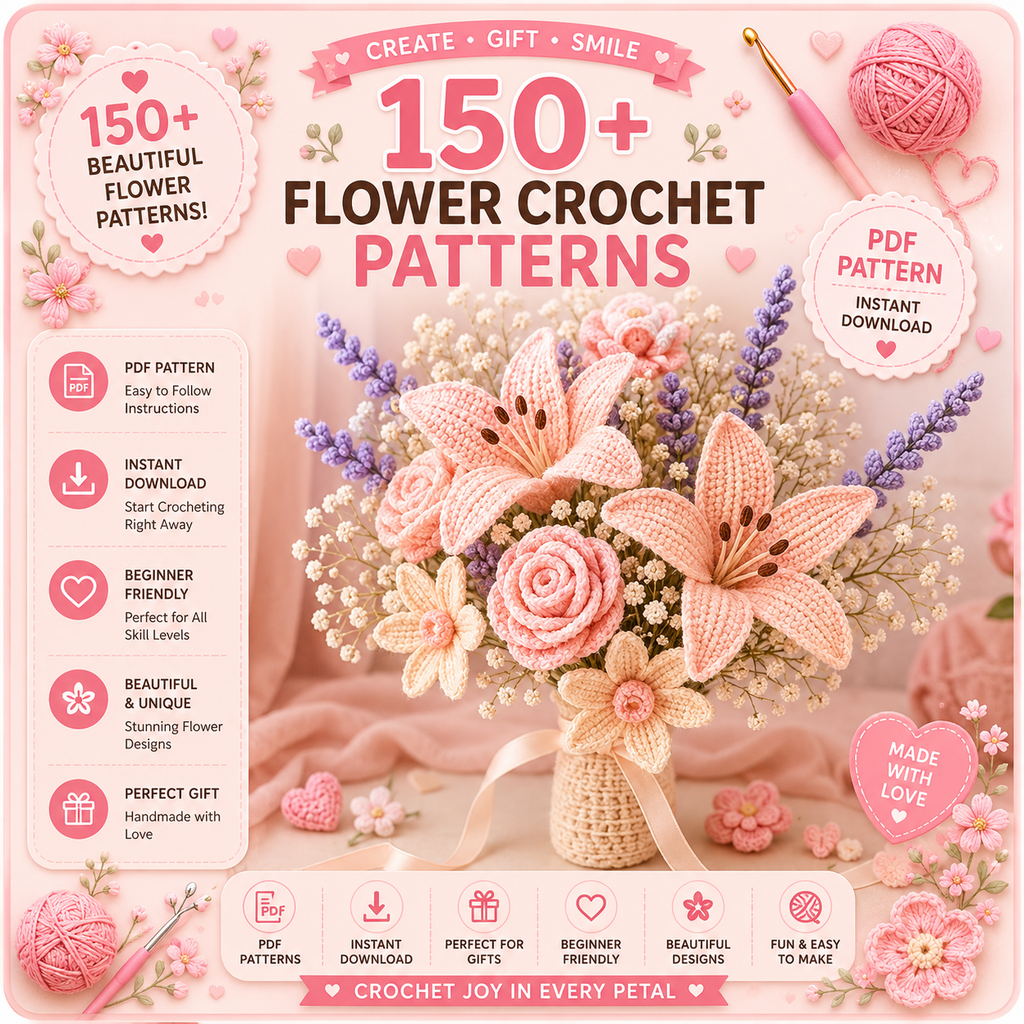 150+ Wedding Flower Crochet Pattern Bundle