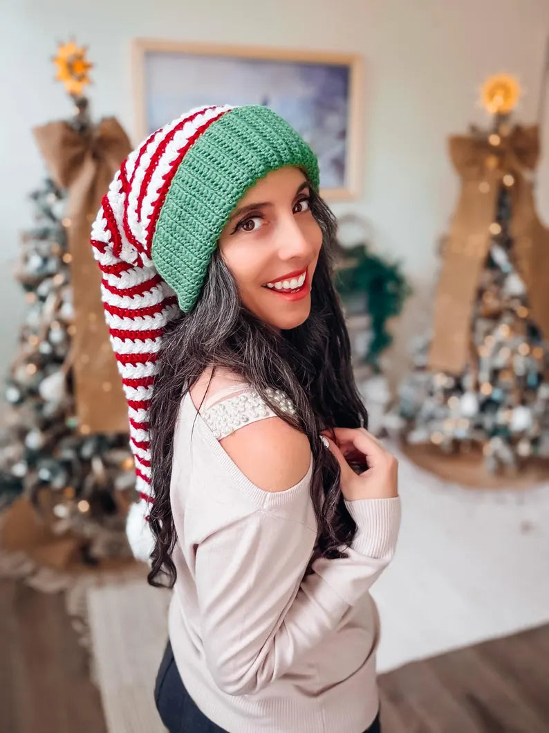 Wheat Stitch Santa & Elf Hat Crochet Pattern – Christmas Stocking Cap