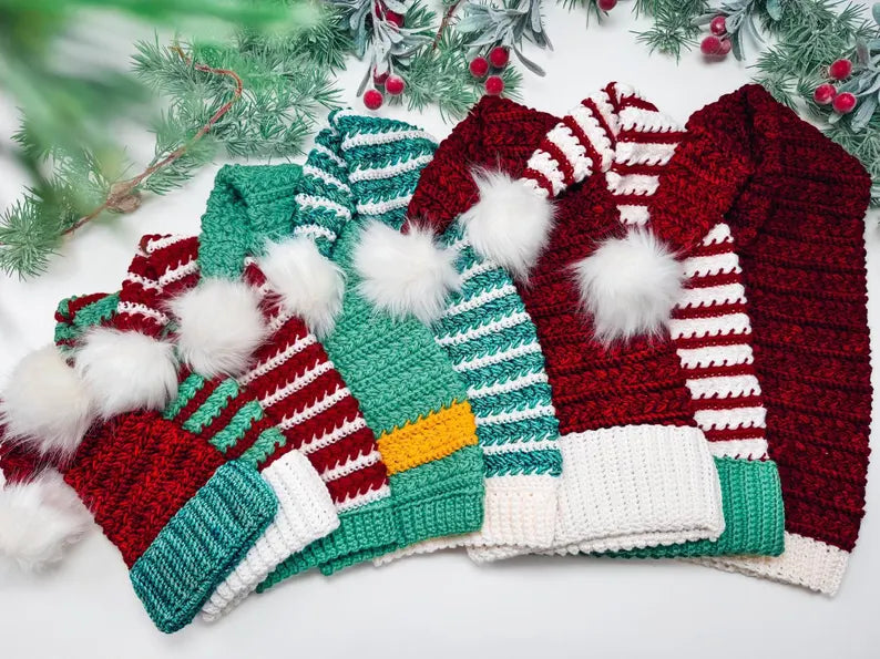 Wheat Stitch Santa & Elf Hat Crochet Pattern – Christmas Stocking Cap