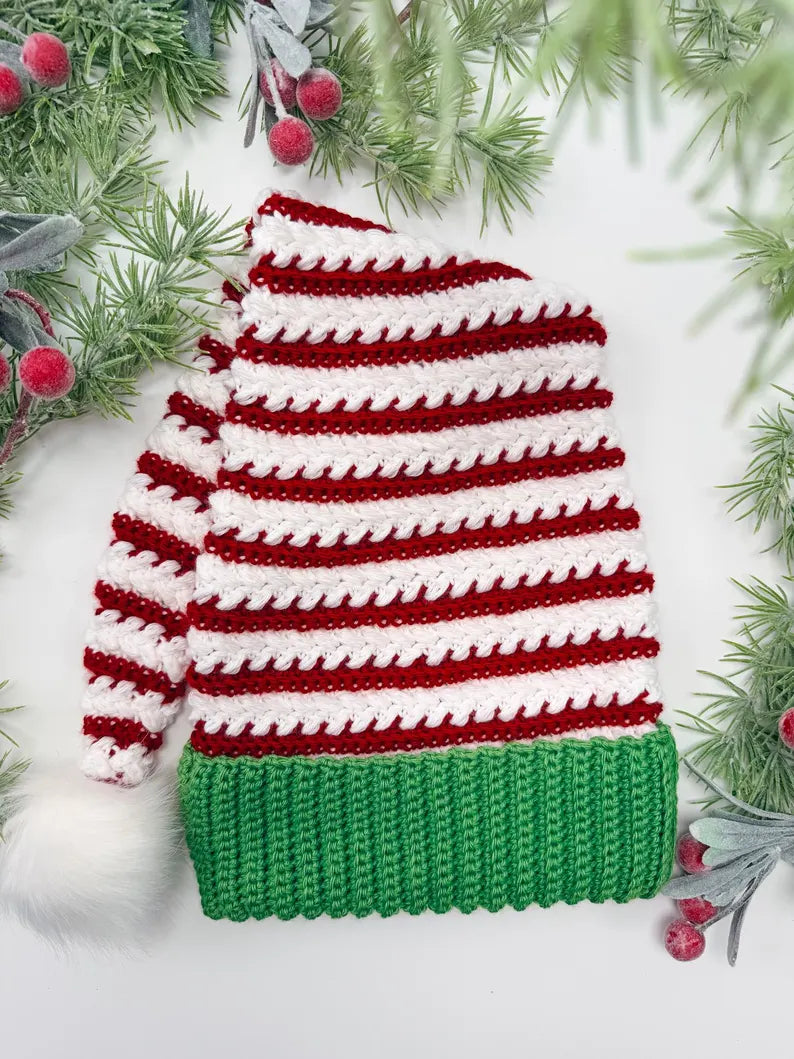 Wheat Stitch Santa & Elf Hat Crochet Pattern – Christmas Stocking Cap