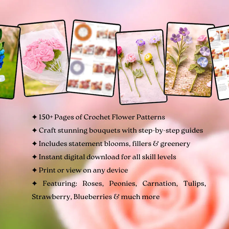 150+ Wedding Flower Crochet Pattern Bundle
