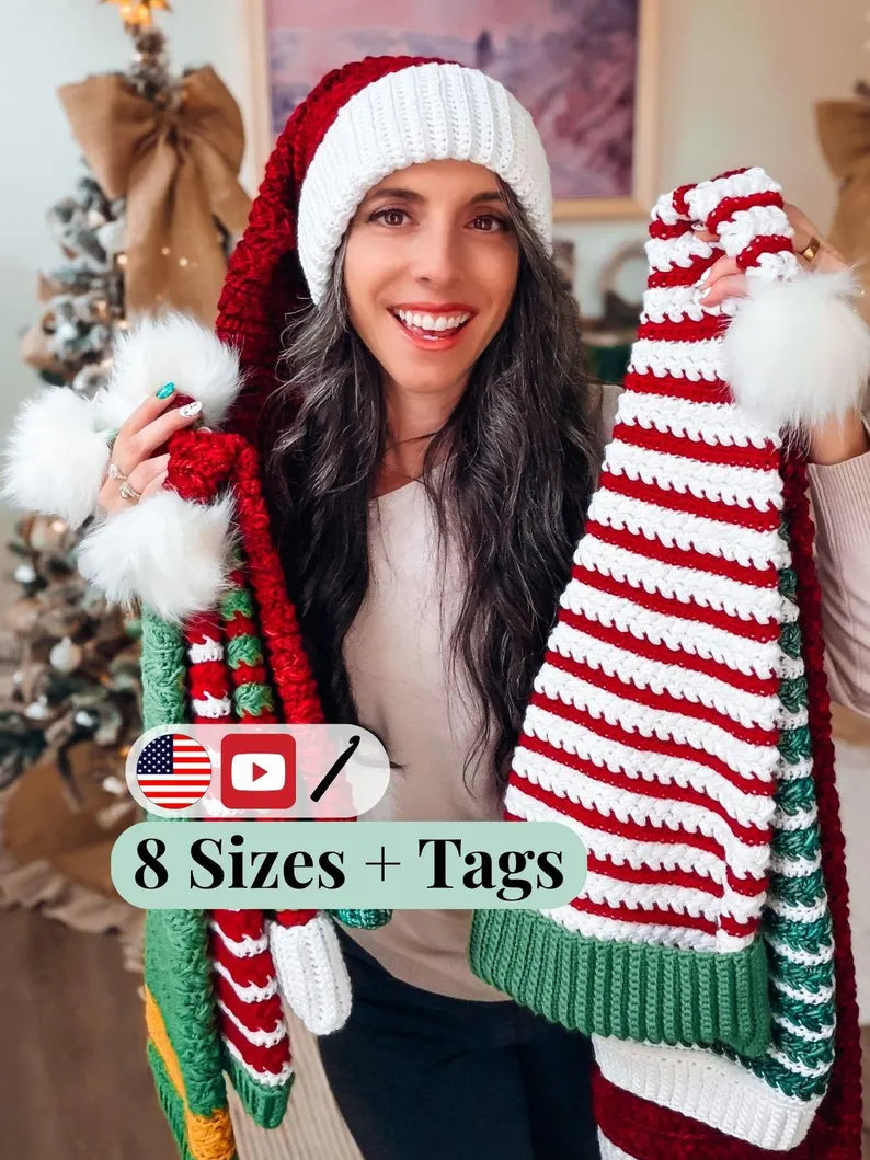 Wheat Stitch Santa & Elf Hat Crochet Pattern – Christmas Stocking Cap